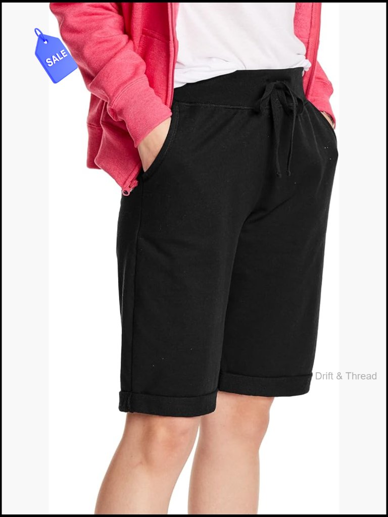 French Terry Bermuda Pocket Shorts 11 Inseam Adjustable Drawcord